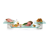 Rosseto Stainless Steel SKYCAP® Risers with Glass Surfaces Kit Set of 5